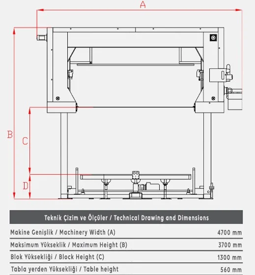 H24 Yatay Sünger Kesim Makinesi - Teknik Çizim 1